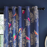 Smokey Birds Blue Readymade Curtains